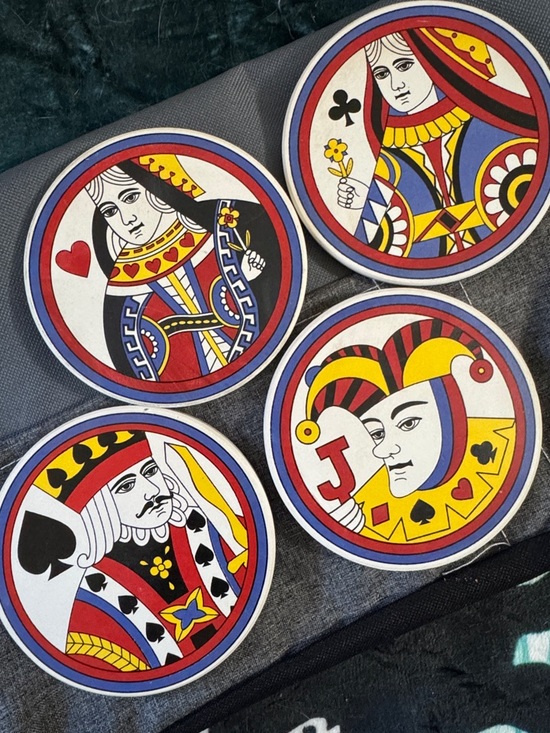 Other - Set of 4 Vintage Playing Card Coasters - Queen/King/Jack Designs